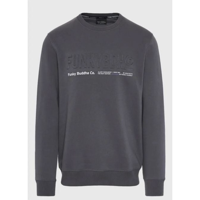 Funky Buddha ανδρικό relaxed fit φούτερ γκρι FBM012-008-06-Dk Grey