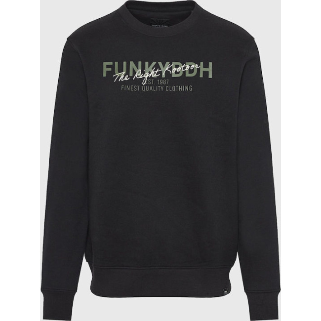 Funky Buddha ανδρικό regular fit φούτερ μαύρο FBM012-007-06-Black