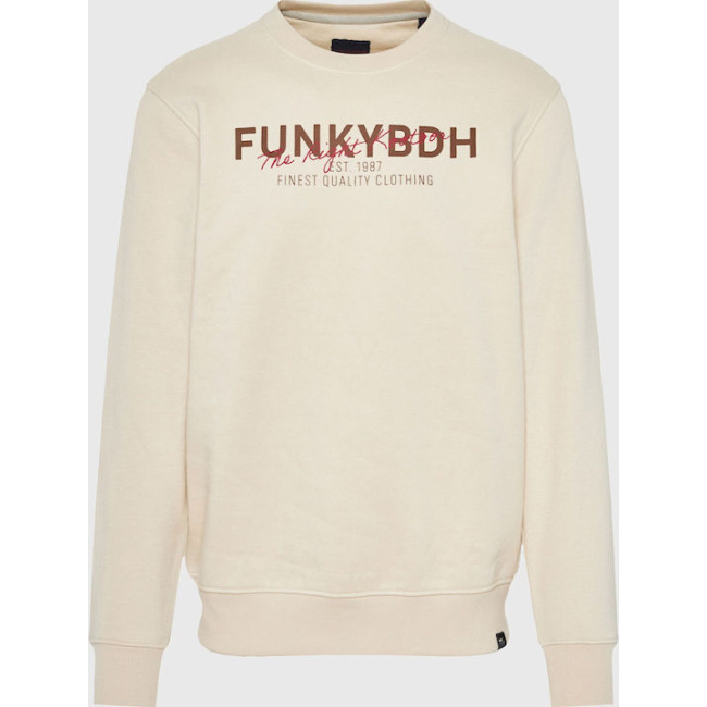 Funky Buddha ανδρικό regular fit φούτερ μπεζ FBM012-007-06-Cloud cream