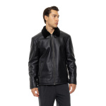 Biston ανδρικό κοντό μπουφάν με γούνινο γιακά μαύρο 54-201-091-black