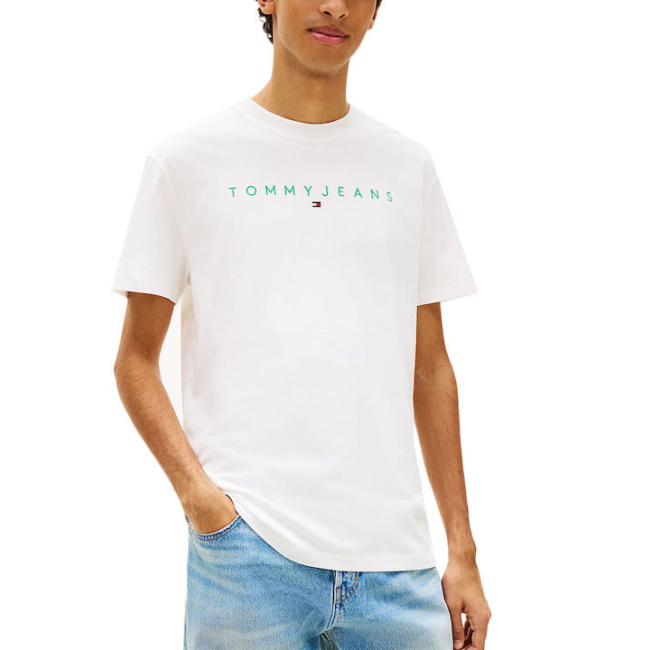 Tommy Jeans ανδρικό βαμβακερό regular t-shirt εκρού DM0DM20744-L5Y