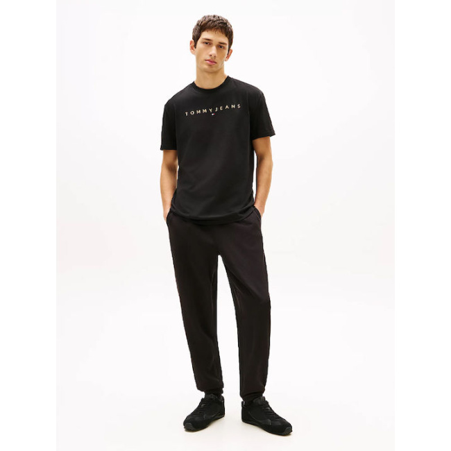Tommy Jeans ανδρικό βαμβακερό regular t-shirt μαύρο DM0DM20744-CEV