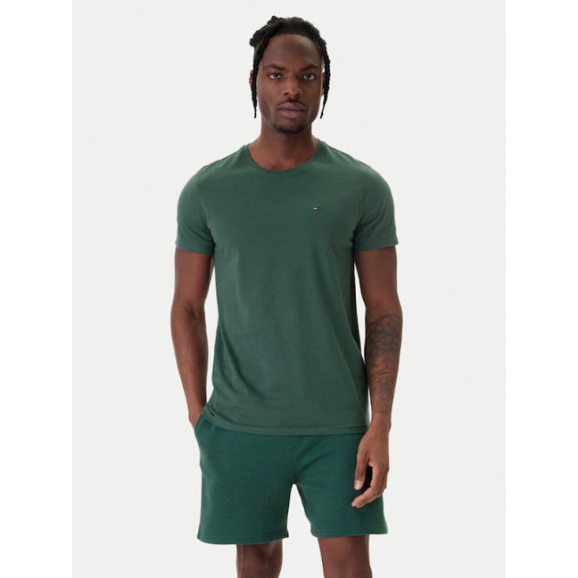 Tommy Jeans ανδρικό βαμβακερό regular t-shirt πράσινο DM0DM04411-MBL