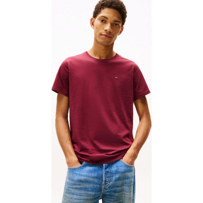Tommy Jeans ανδρικό βαμβακερό regular t-shirt μπορντό DM0DM04411-XIU