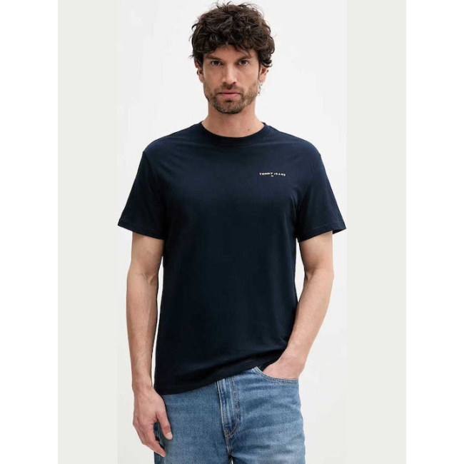 Tommy Jeans ανδρικό βαμβακερό slim t-shirt σκούρο μπλε DM0DM21780-C1G
