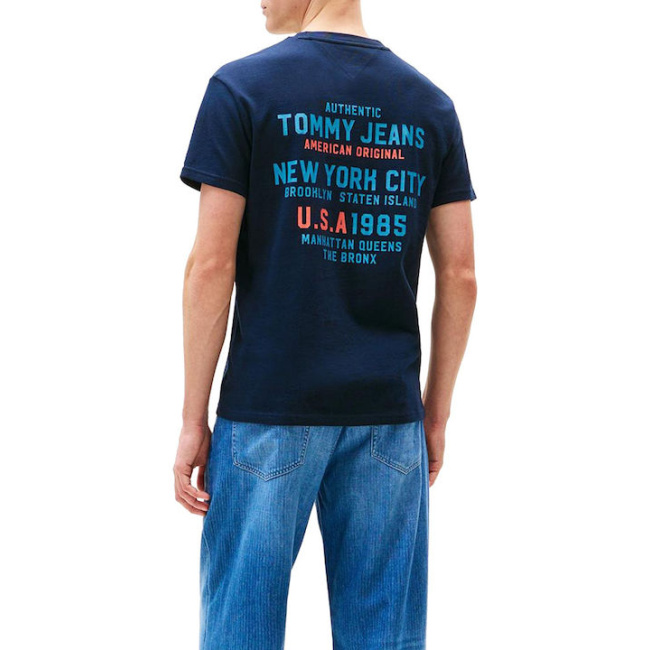 Tommy Jeans ανδρικό βαμβακερό regular t-shirt μπλε DM0DM21914-C1G