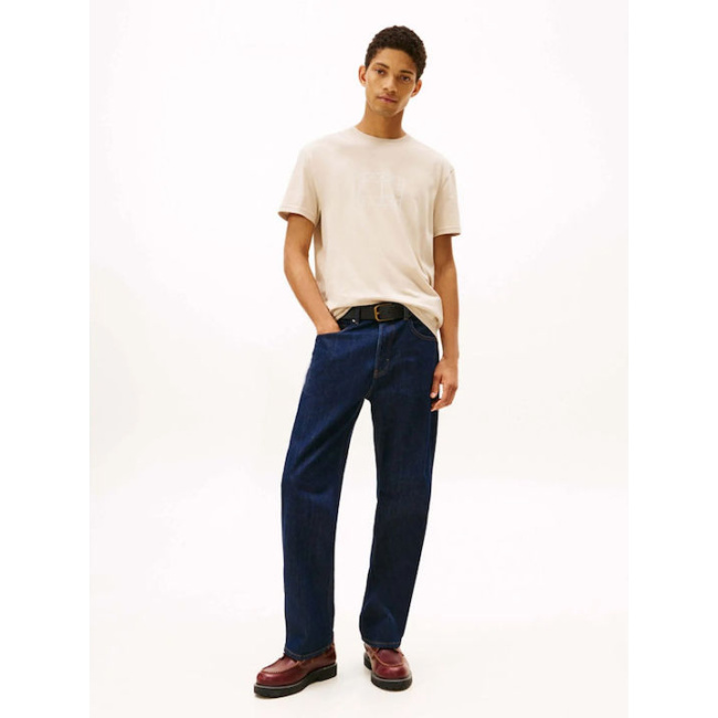 Tommy Jeans ανδρικό βαμβακερό regular t-shirt μπεζ DM0DM22317-ABY