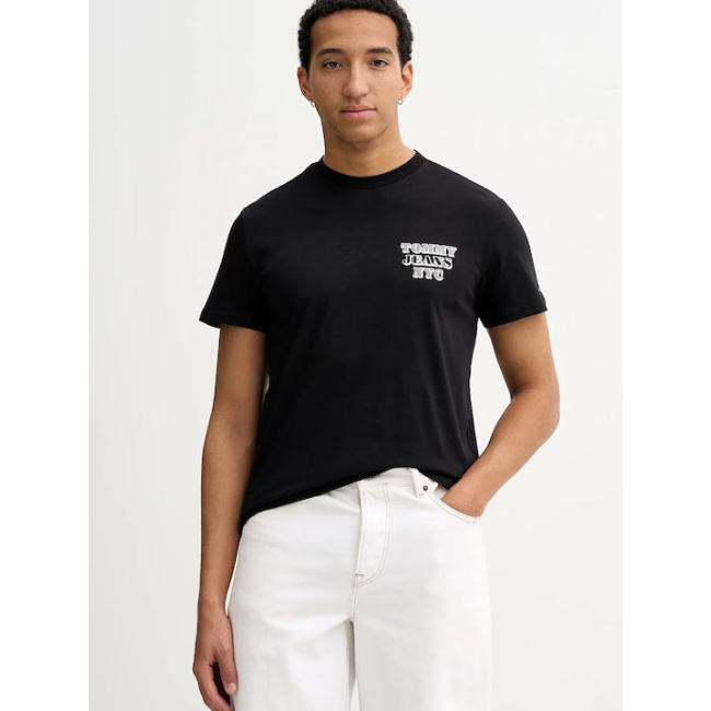 Tommy Jeans Varsity logo ανδρικό βαμβακερό slim t-shirt μαύρο DM0DM22321-BDS