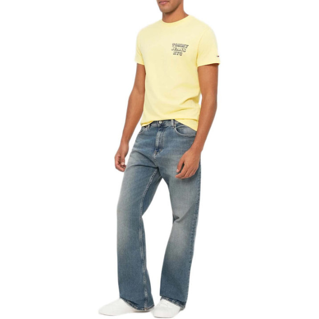 Tommy Jeans Varsity logo ανδρικό βαμβακερό slim t-shirt κίτρινο DM0DM22321-ZF0