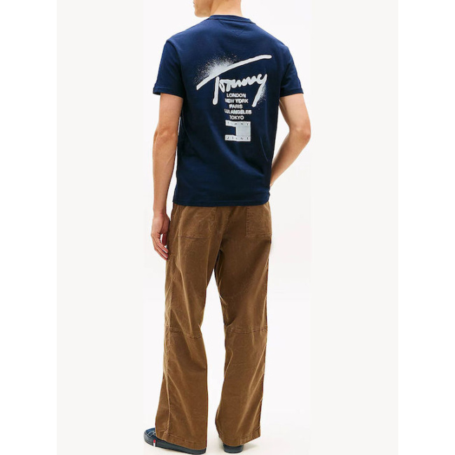 Tommy Jeans Signature jersey ανδρικό regural t-shirt μπλε DM0DM22553-C1G
