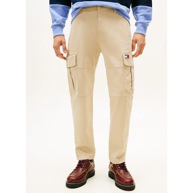 Tommy Jeans ανδρικό βαμβακερό Cargo παντελόνι Sonny tapered fit μπεζ DM0DM22651-ABY Gulf Sand
