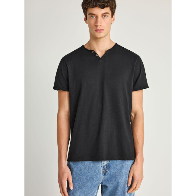 Funky Buddha The essentials ανδρικό βαμβακερό v-neck t-shirt μαύρο FBM013-004-04-black
