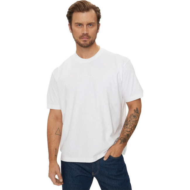 Guess ανδρικό βαμβακερό t-shirt oversized fit λευκό M4YI44K8FQ4-G011