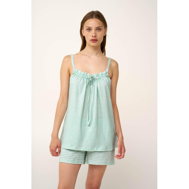 Vamp Βαμβακερό Kαρό Baby Doll 24359-GREEN HARBOR