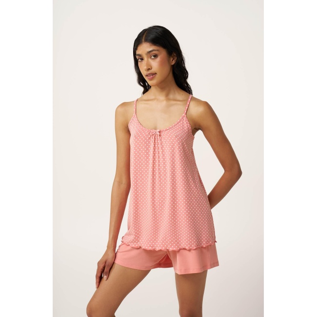 Vamp Micromodal Πουά Babydoll 24063-PINK TAN