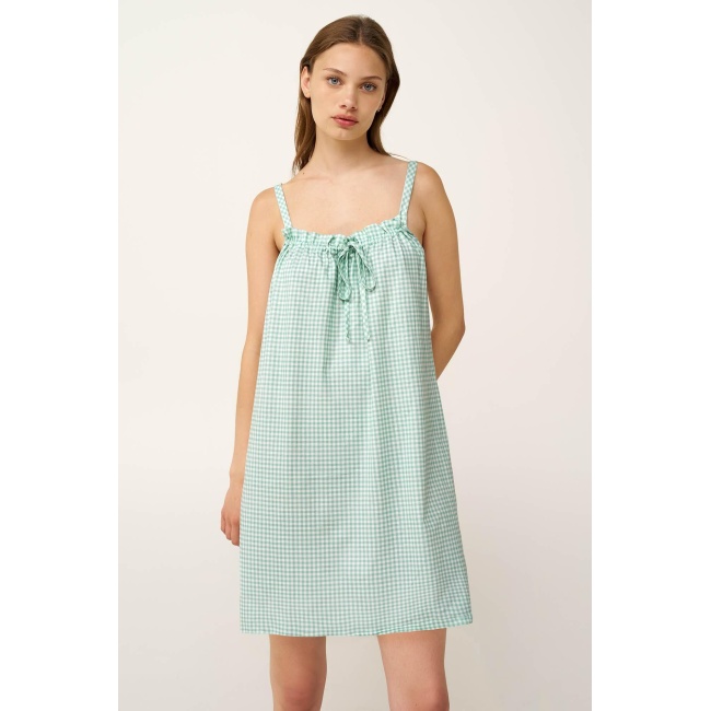 Βαμβακερό Νυχτικό με Τιράντες Κωδικός 24358-GREEN HARBOR