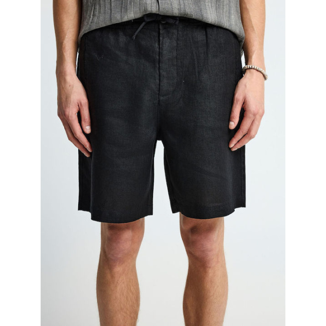 Funky Buddha ανδρική chino λινή βερμούδα μαύρη FBM013-009-03 Black