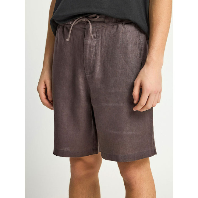 Funky Buddha ανδρική chino λινή βερμούδα καφέ FBM013-009-03 Moon Mist