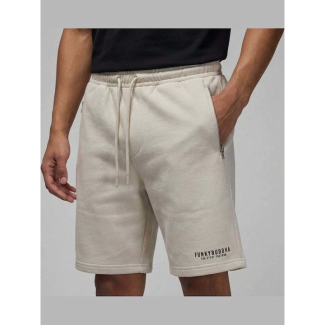 Funky Buddha Essential ανδρική αθλητική βερμούδα εκρού FBM013-050-03-Cloud Cream