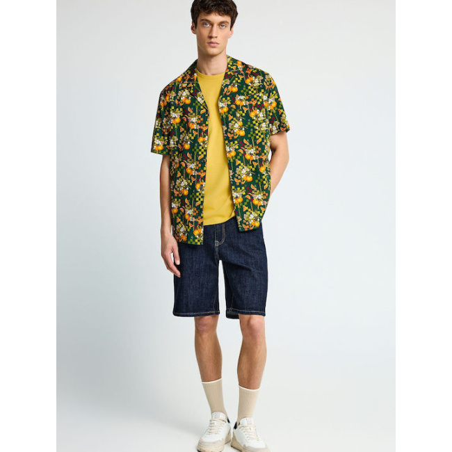 Funky Buddha Essential ανδρική slim tapered τζην βερμούδα dark denim FBM013-073-03 Dk Blue