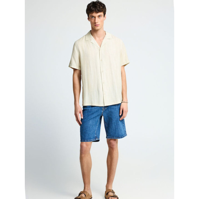 Funky Buddha Essential ανδρική slim tapered τζην βερμούδα denim FBM013-073-03 Md Blue