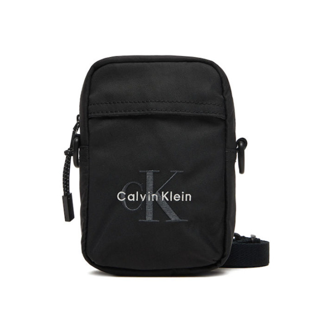 Calvin Klein Bold logo Nylon Slim Reporter ανδρικό τσαντάκι χιαστί μαύρο LV04D3231G-UB1
