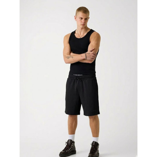 Guess ανδρική πικέ αθλητική βερμούδα μαύρη Z6GD02K2845-JBLK