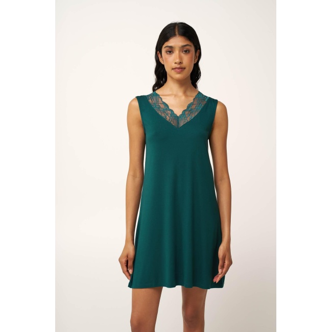 Vamp Καλοκαιρινό Micromodal Νυχτικό με Δαντέλα 24012-GREEN TEAL