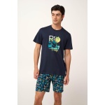 Vamp Ανδρική Βαμβακερή Tropical Πυτζάμα 24630-BLUE