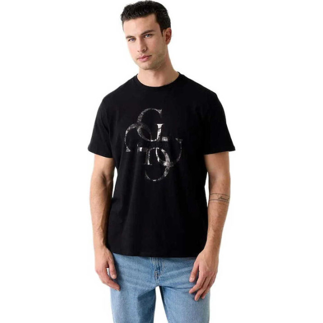 Guess ανδρικό βαμβακερό t-shirt regular fit μαύρο M6RI03I3Z14-JBLK