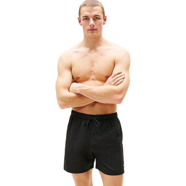 Tommy Hilfiger Essential regular ανδρικό συνθετικό μαγιό shorts μαύρο UM0UM03477-BDS