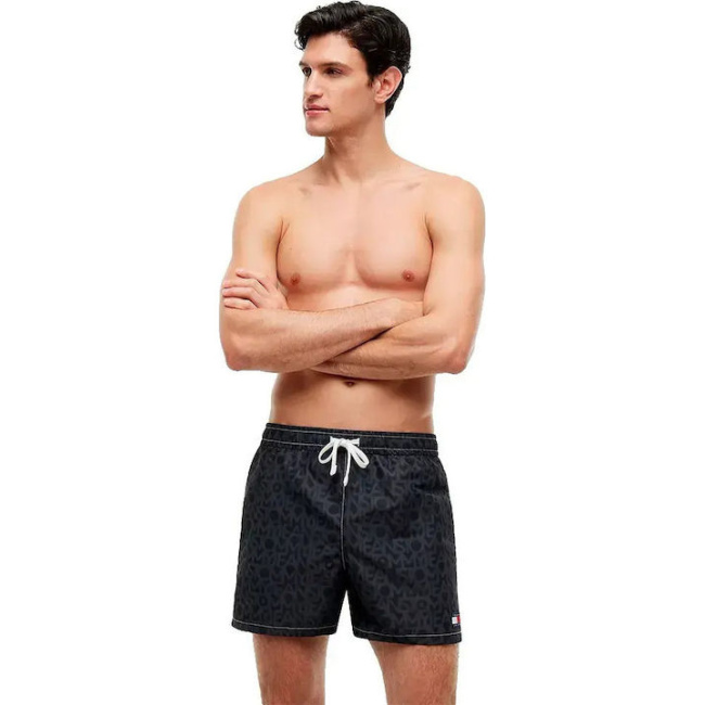 Tommy Jeans Logo ανδρικό μαγιό regular fit μαύρο UM0UM03854-0GL